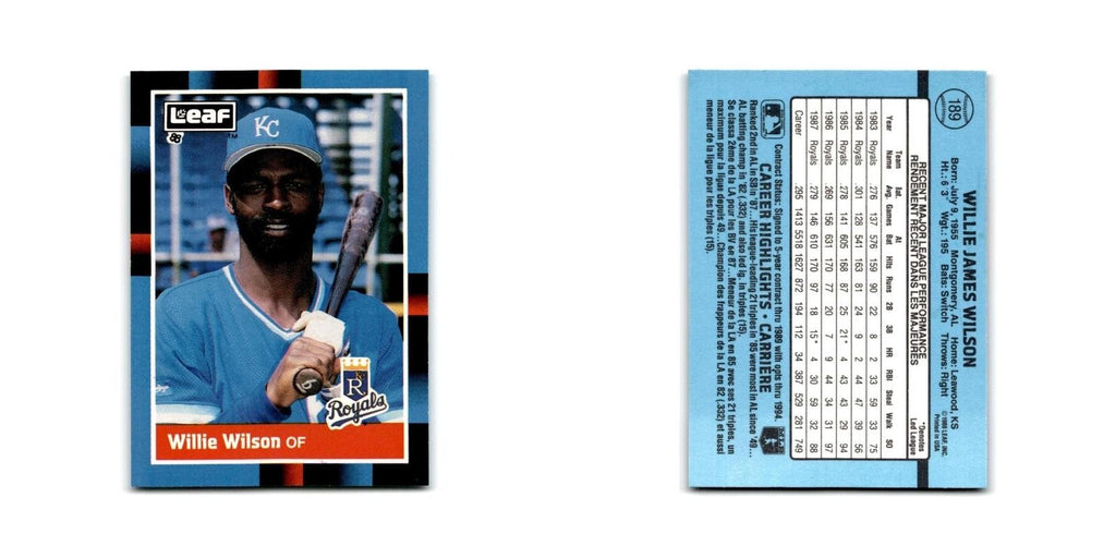 Willie Wilson 1988 Leaf #189 Kansas City Royals Baseball Card NM