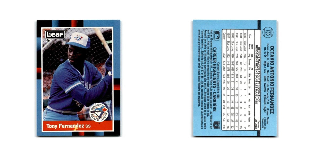 Tony Fernandez 1988 Leaf #133 Toronto Blue Jays Baseball Card NM