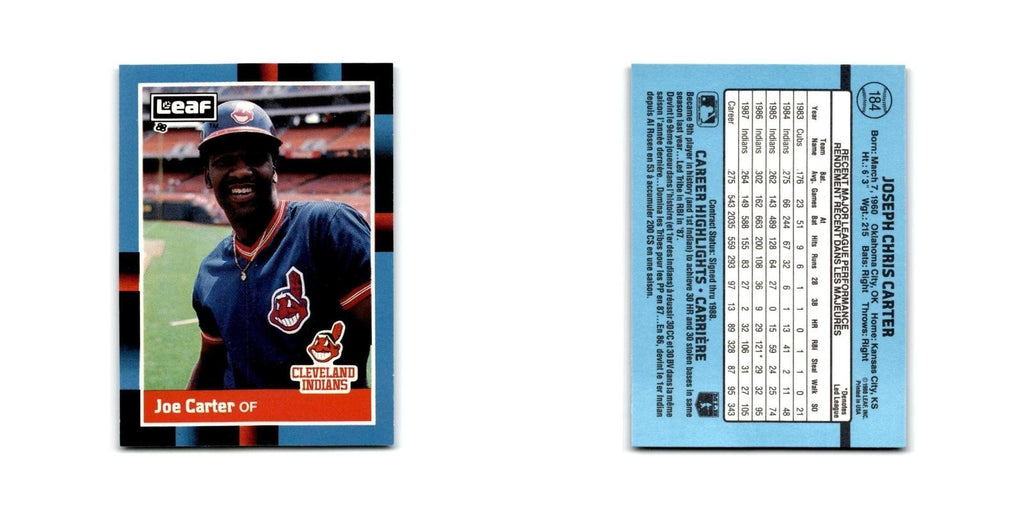 Joe Carter 1988 Leaf #184 Cleveland Indians Baseball Card NM