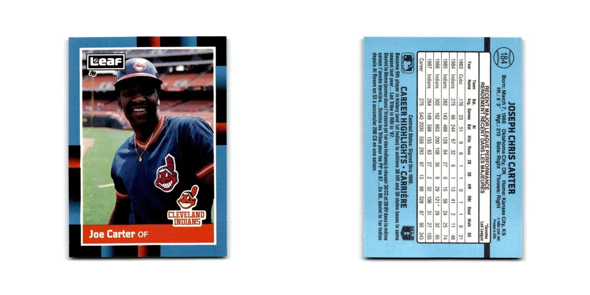 Joe Carter 1988 Leaf #184 Cleveland Indians Baseball Card NM