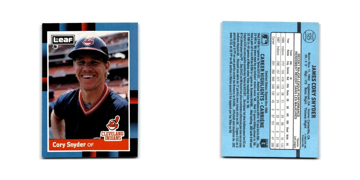 Cory Snyder 1988 Leaf #125 Cleveland Indians Baseball Card NM