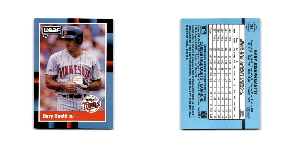 Gary Gaetti 1988 Leaf #200 Minnesota Twins Baseball Card NM