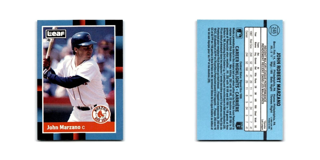 John Marzano 1988 Leaf #245 Boston Red Sox Baseball Card NM