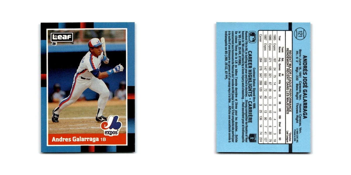 Andres Galarraga 1988 Leaf #121 Montreal Expos Baseball Card NM