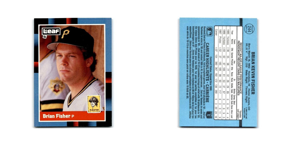 Brian Fisher 1988 Leaf #244 Pittsburgh Pirates Baseball Card NM