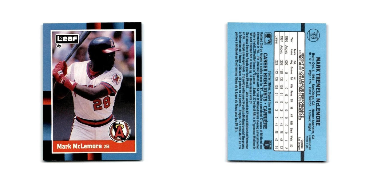 Mark McLemore 1988 Leaf #159 California Angels Baseball Card NM