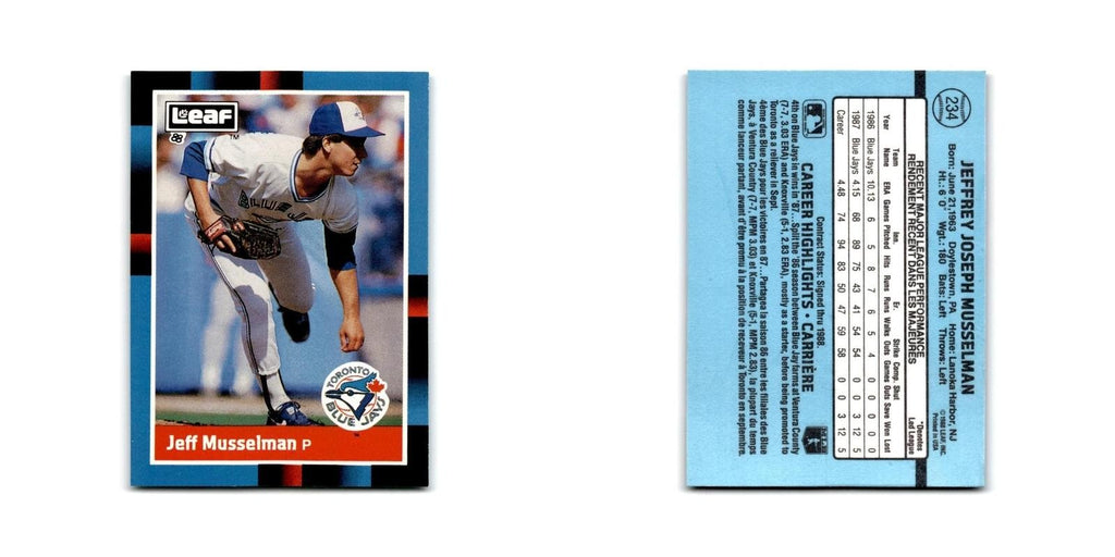 Jeff Musselman 1988 Leaf #234 Toronto Blue Jays Baseball Card NM