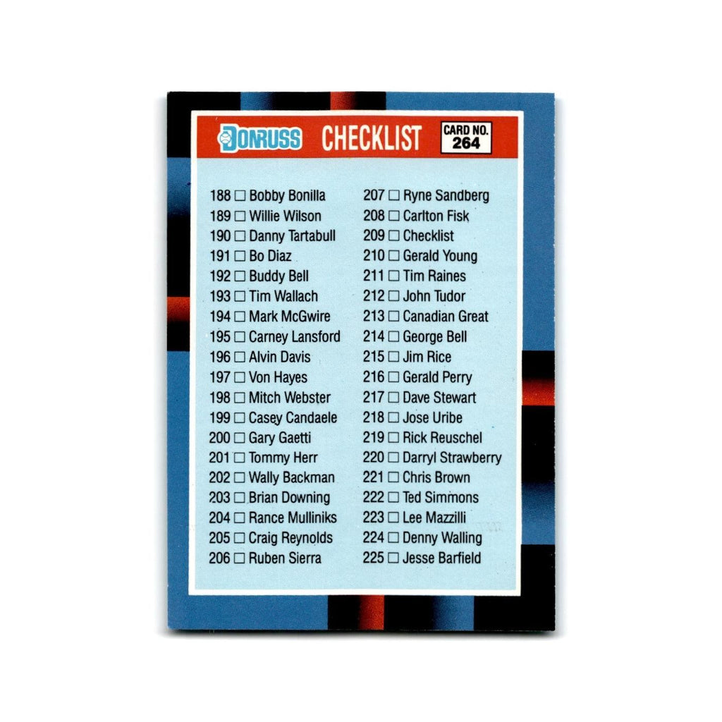 Checklist 188-264 1988 Leaf #NNO Baseball Card NM