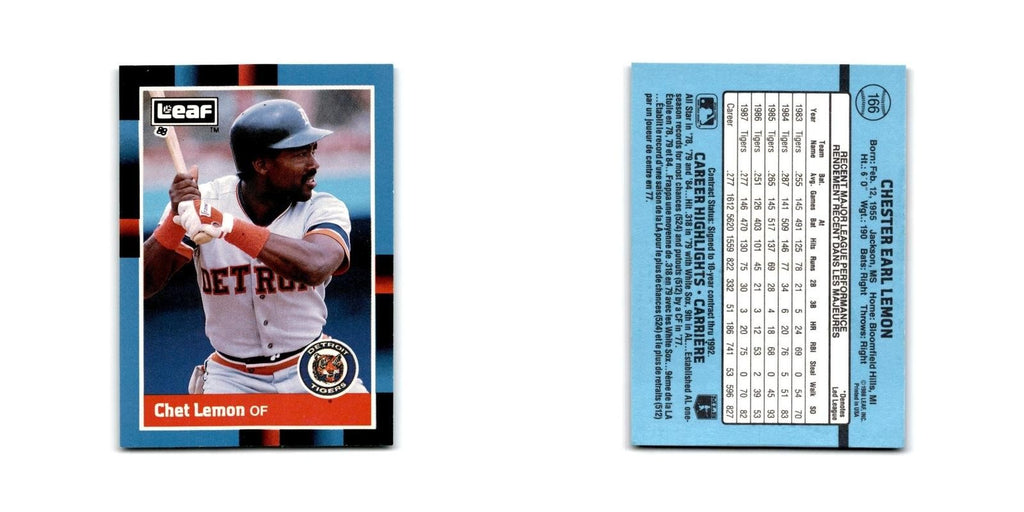 Chet Lemon 1988 Leaf #166 Detroit Tigers Baseball Card NM