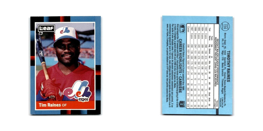 Tim Raines 1988 Leaf #114 Montreal Expos Baseball Card NM