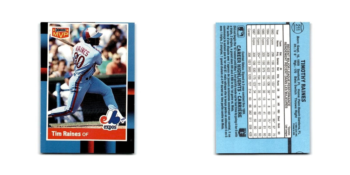 Tim Raines 1988 Leaf #211 Montreal Expos Baseball Card NM