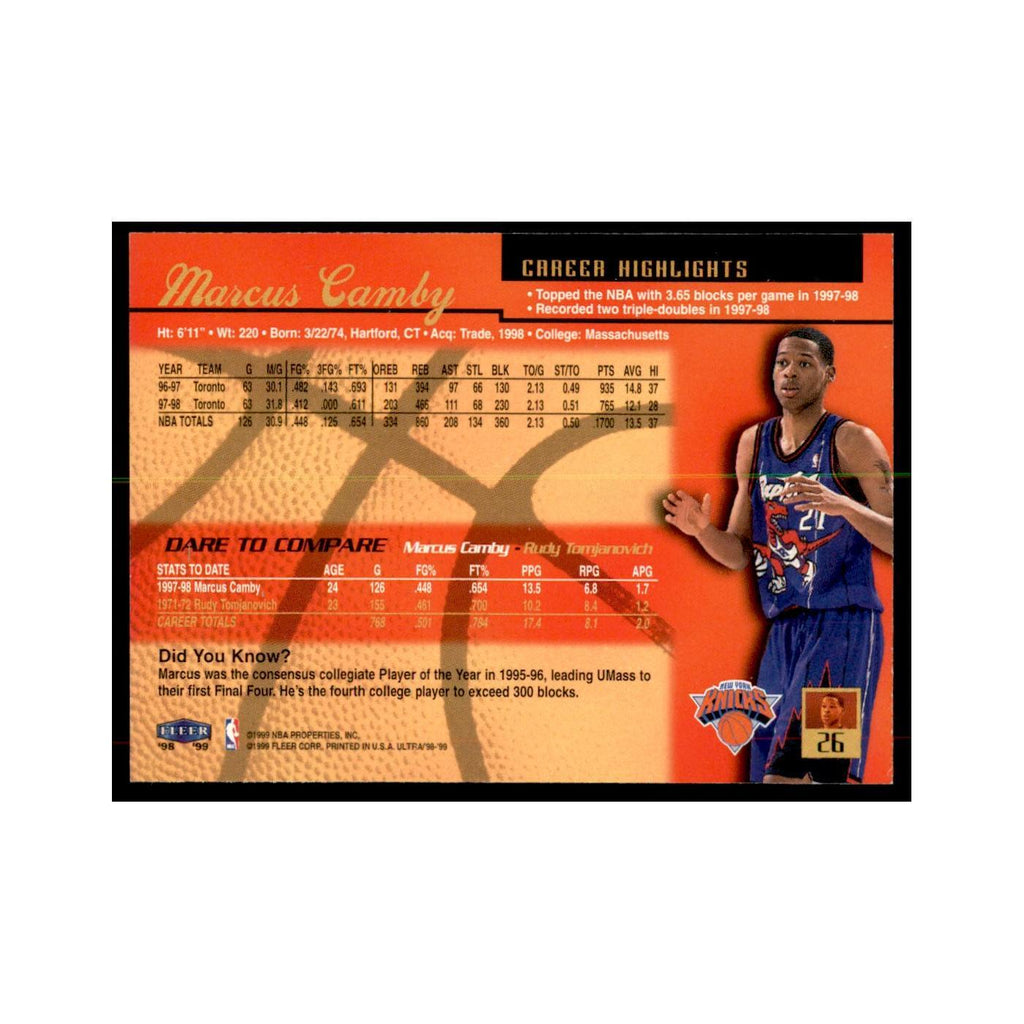 1998 Fleer Ultra Marcus Camby Basketball Cards #26.0
