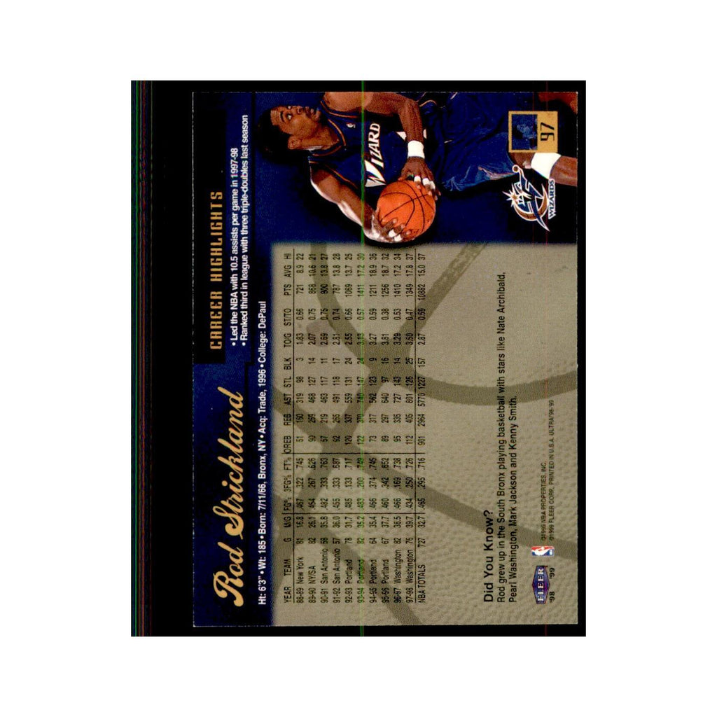 1998 Fleer Ultra Rod Strickland Basketball Cards #97.0