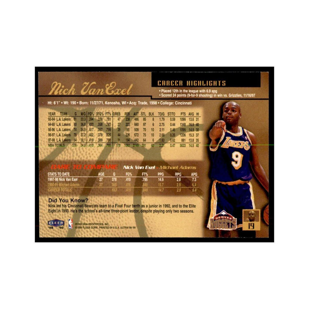 1998 Fleer Ultra Nick Van Exel Basketball Cards #19.0