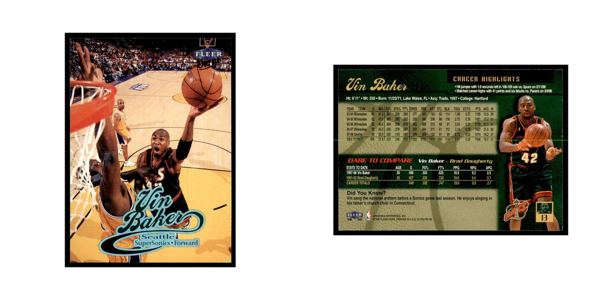1998 Fleer Ultra Vin Baker Basketball Cards #13.0