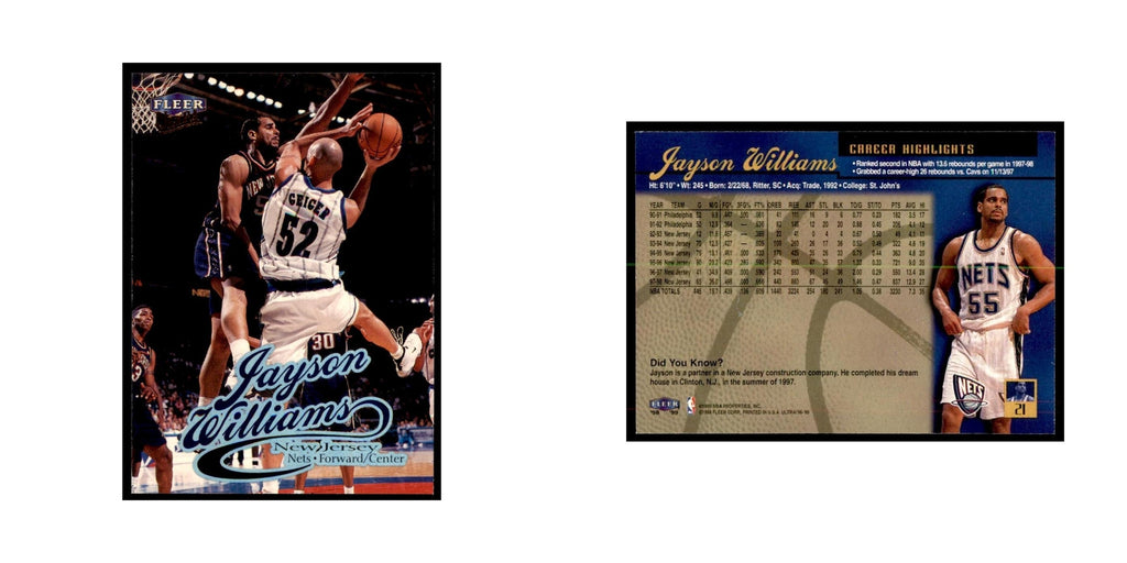 1998 Fleer Ultra Jayson Williams Basketball Cards #99.0