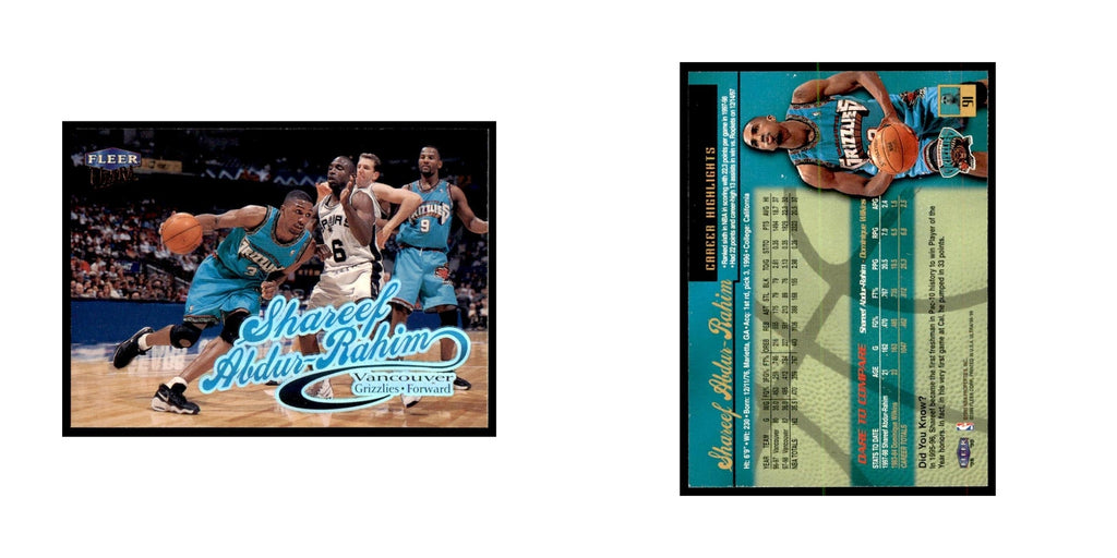1998 Fleer Ultra Shareef Abdur-Rahim Basketball Cards #91.0