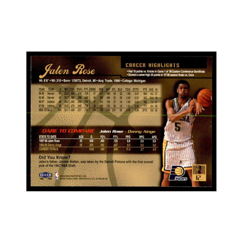 1998 Fleer Ultra Jalen Rose Basketball Cards #12.0