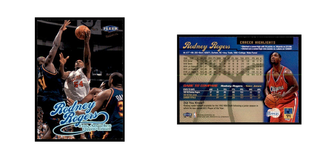 1998 Fleer Ultra Rodney Rogers Basketball Cards #94.0