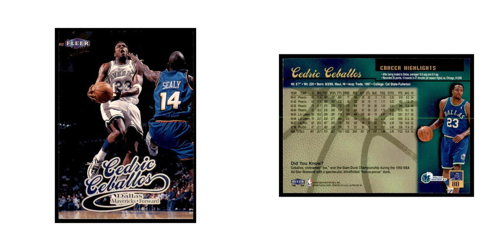 1998 Fleer Ultra Cedric Ceballos Basketball Cards #88.0