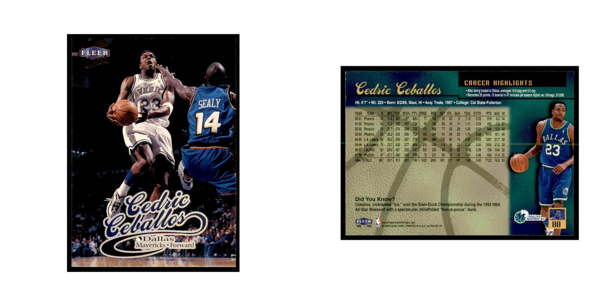 1998 Fleer Ultra Cedric Ceballos Basketball Cards #88.0