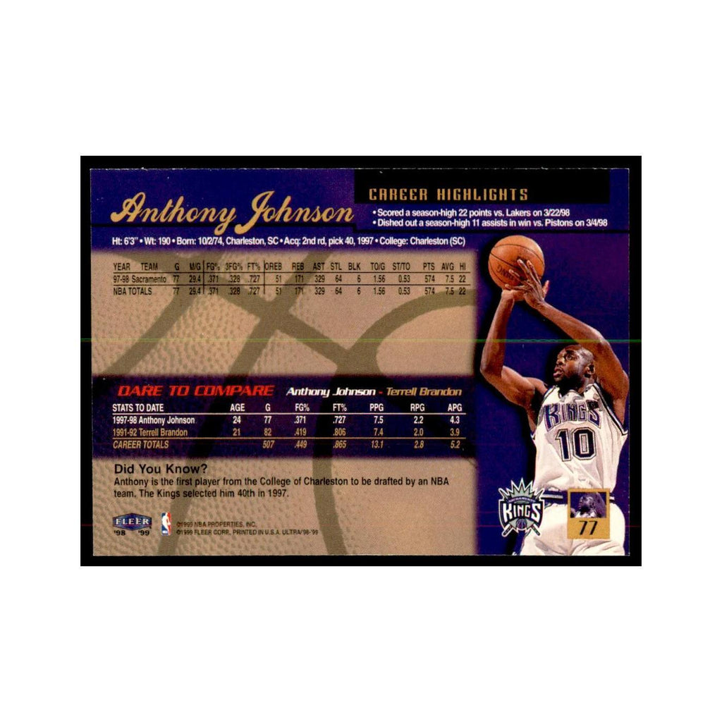 1998 Fleer Ultra Anthony Johnson Basketball Cards #77.0