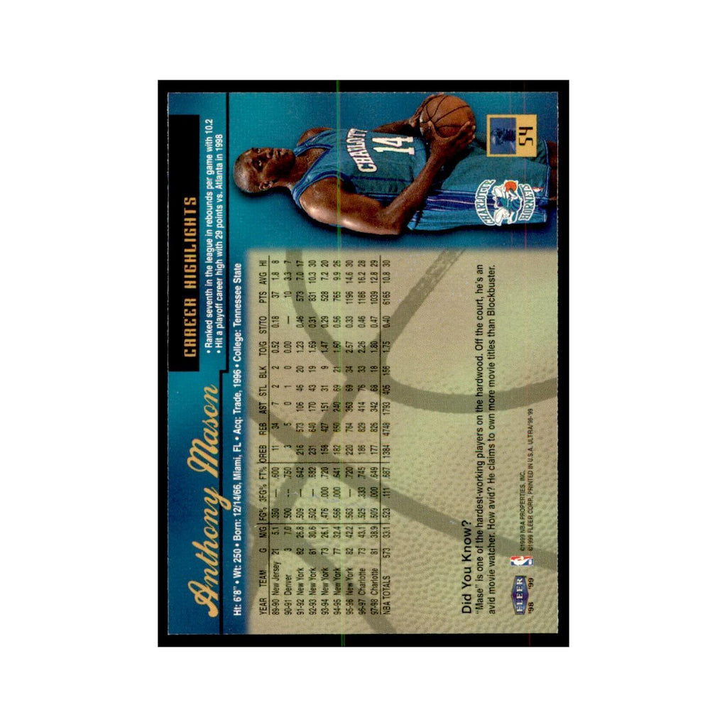 1998 Fleer Ultra Anthony Mason Basketball Cards #54.0