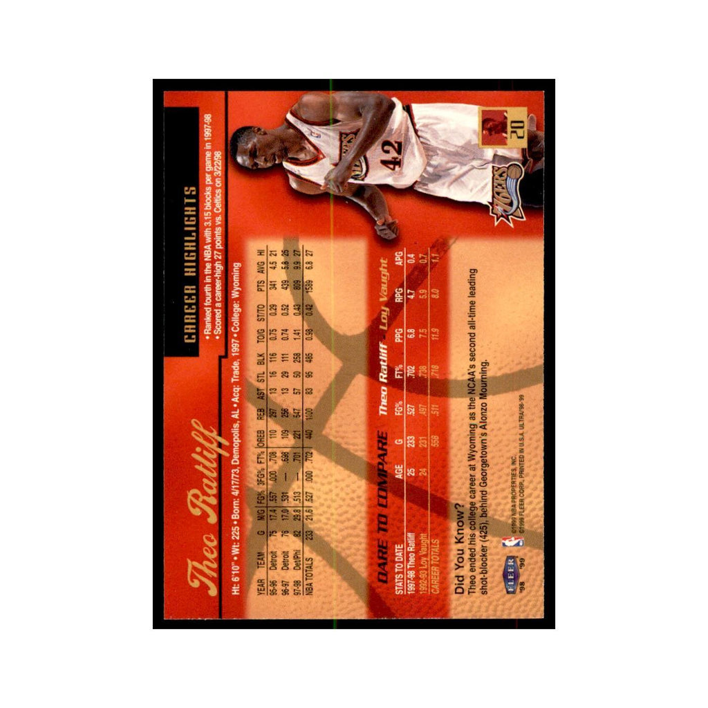 1998 Fleer Ultra Theo Ratliff Basketball Cards #20.0