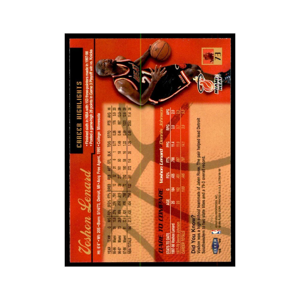 1998 Fleer Ultra Voshon Lenard Basketball Cards #73.0