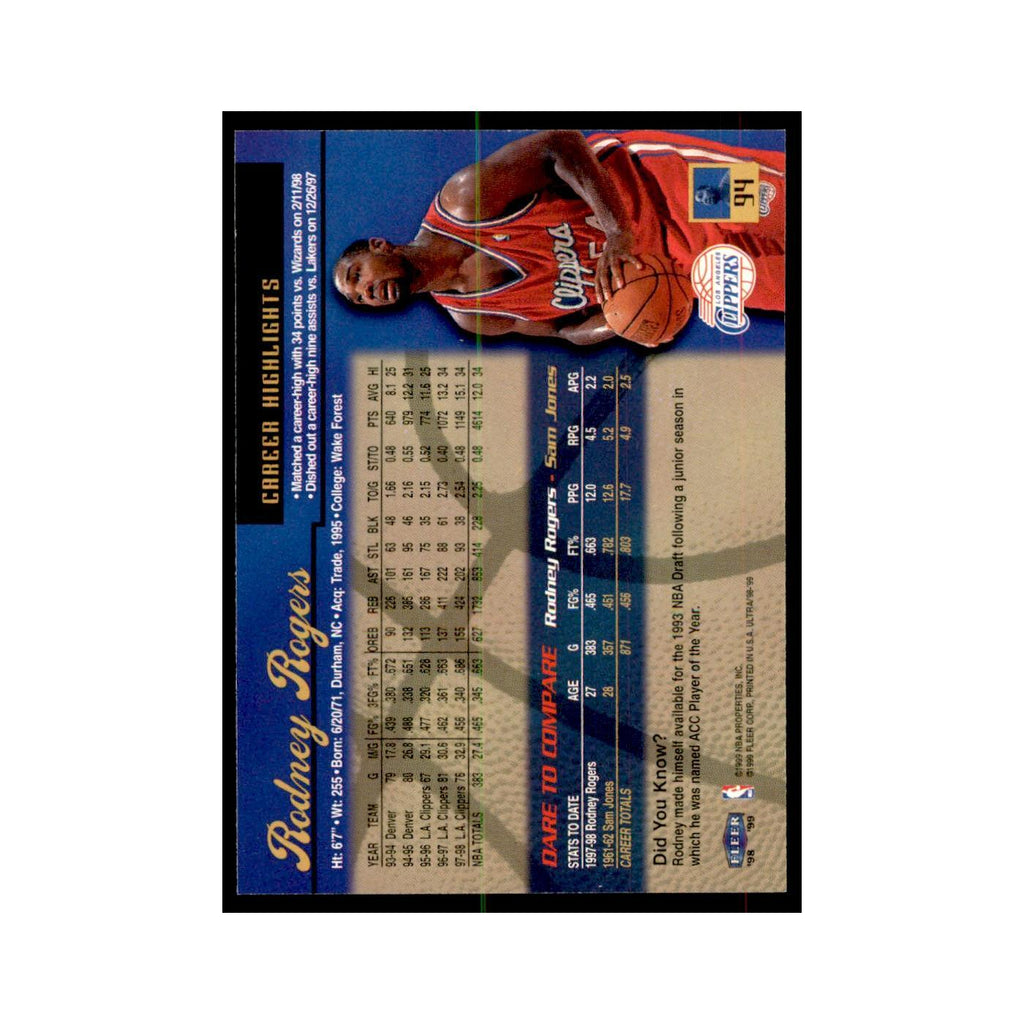 1998 Fleer Ultra Rodney Rogers Basketball Cards #94.0