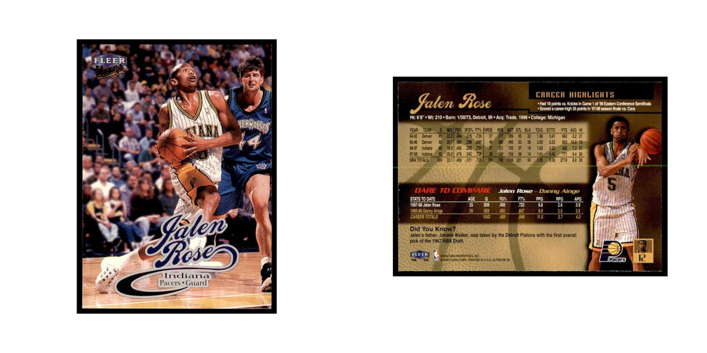 1998 Fleer Ultra Jalen Rose Basketball Cards #12.0