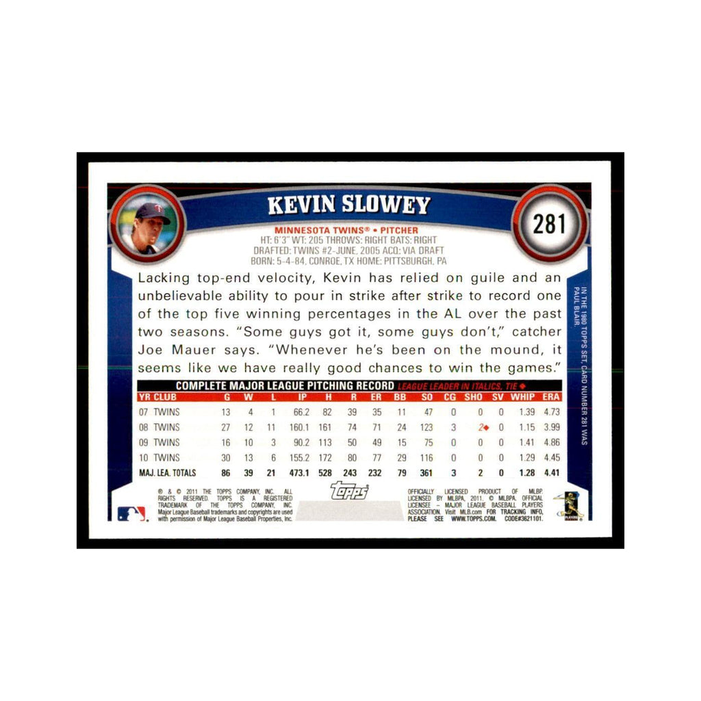 2011 Topps Kevin Slowey Baseball Cards #281