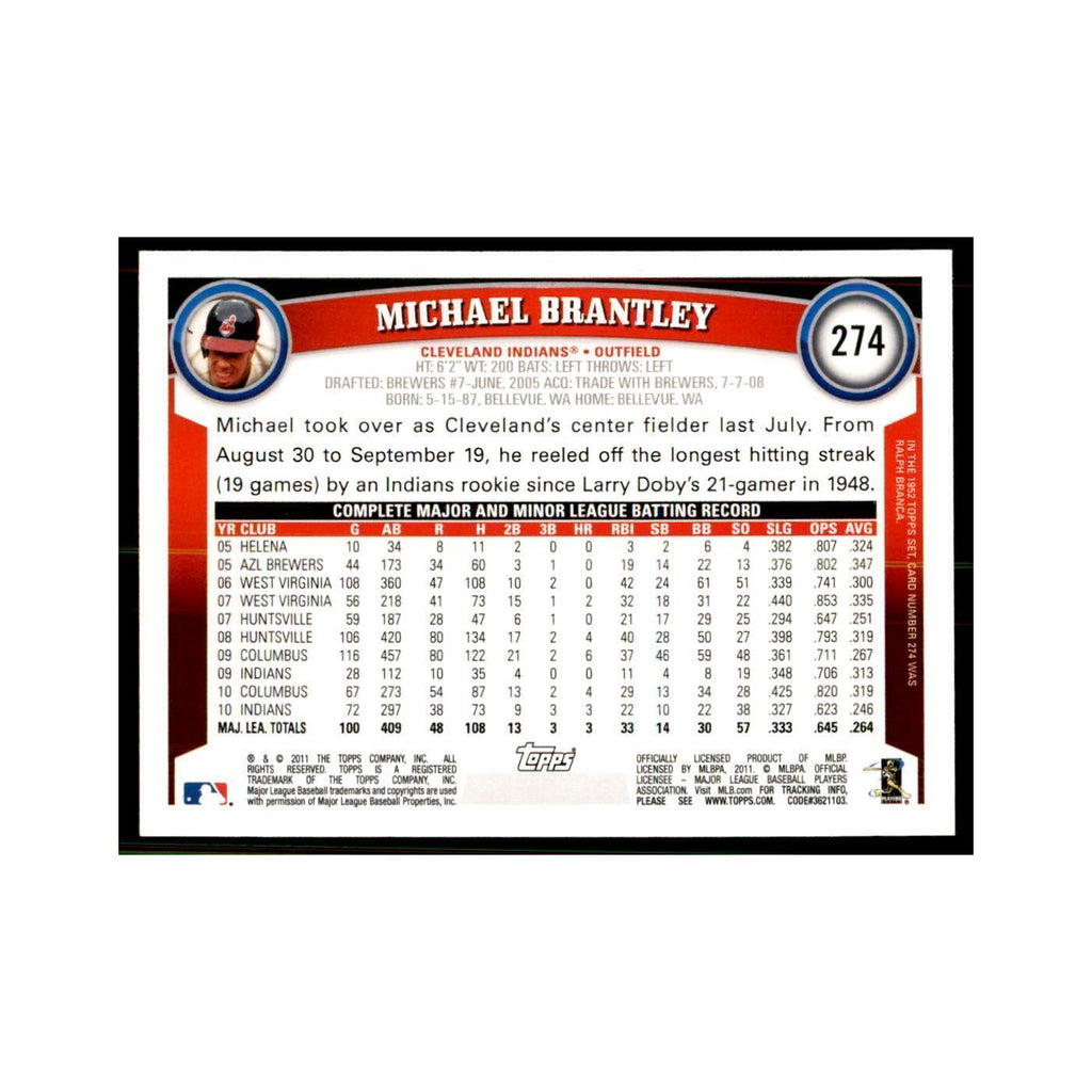 2011 Topps Michael Brantley Baseball Cards #274