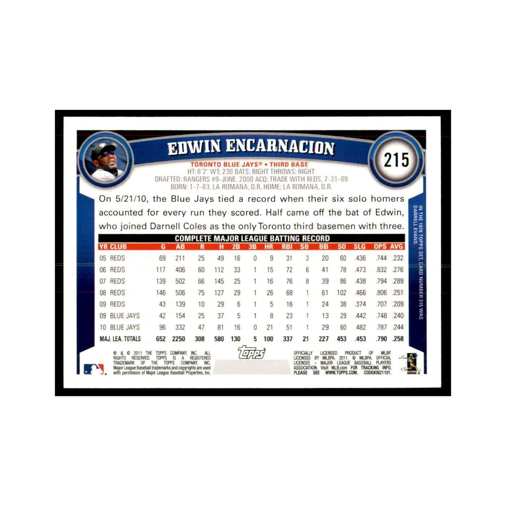 2011 Topps Edwin Encarnacion Baseball Cards #215