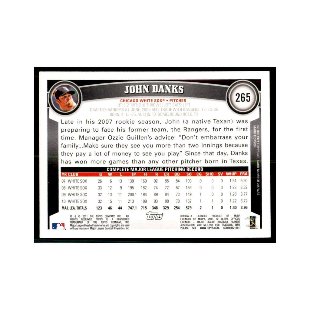 2011 Topps John Danks Baseball Cards #265