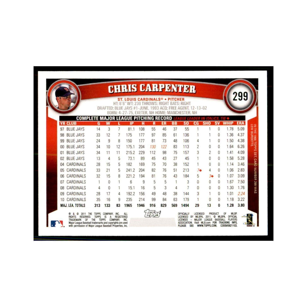 2011 Topps Chris Carpenter Baseball Cards #299