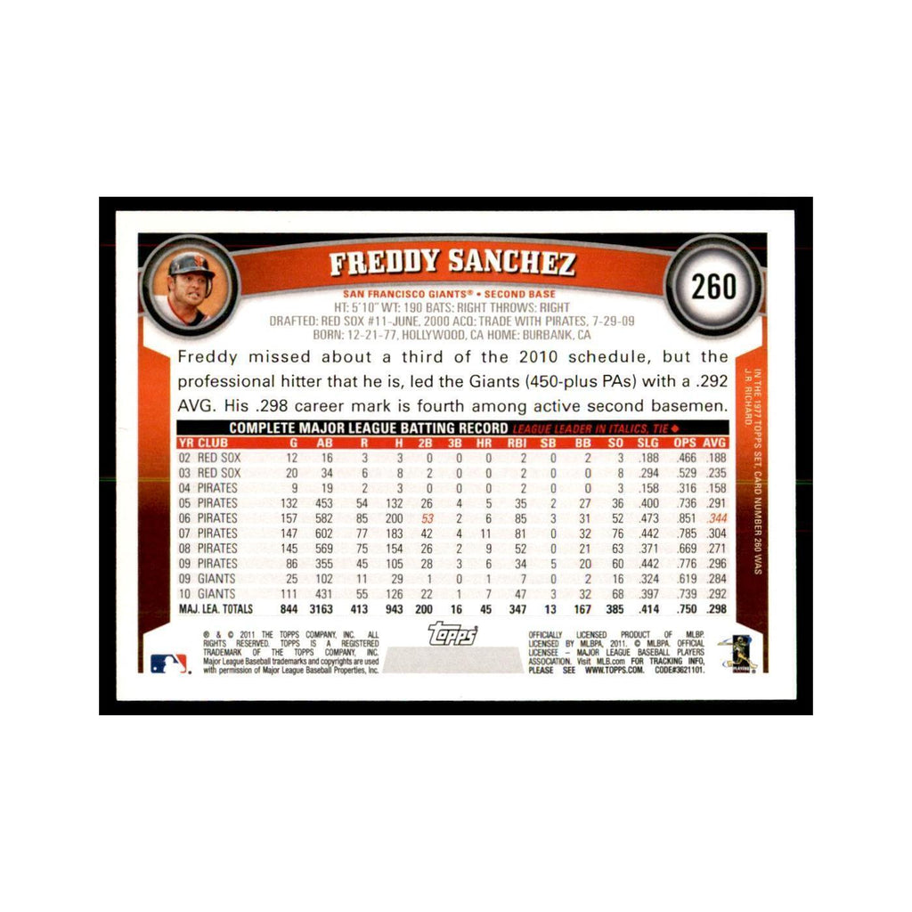 2011 Topps Freddy Sanchez Baseball Cards #260