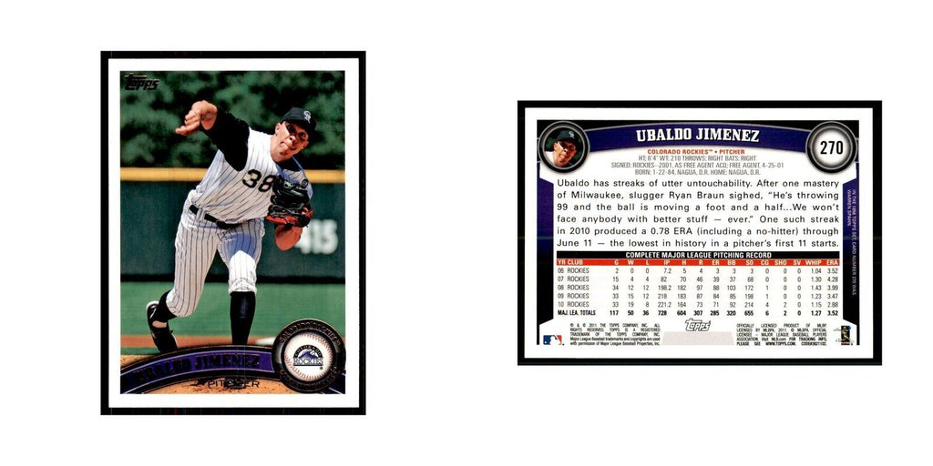 2011 Topps Ubaldo Jimenez Baseball Cards #270