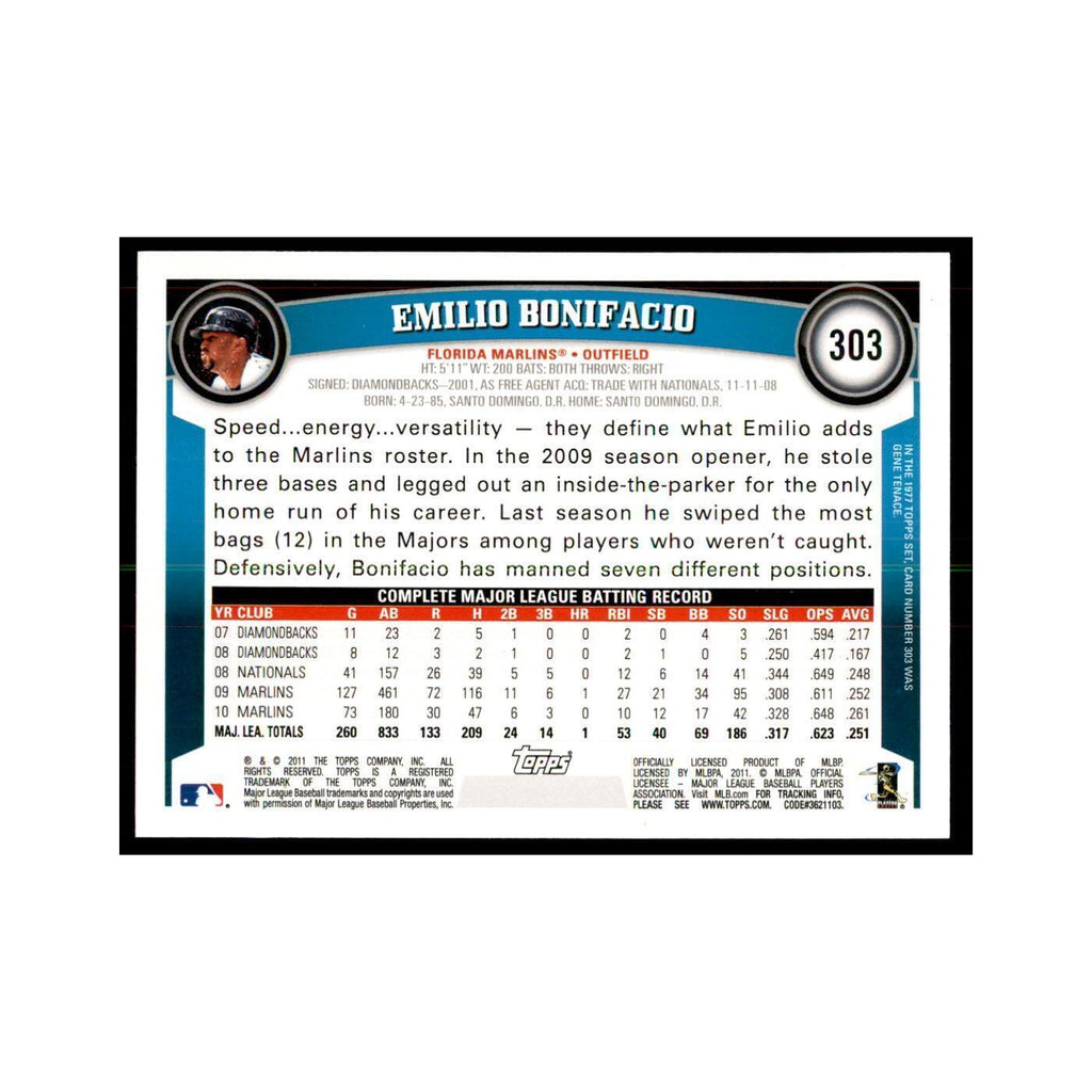 2011 Topps Emilio Bonifacio Baseball Cards #303