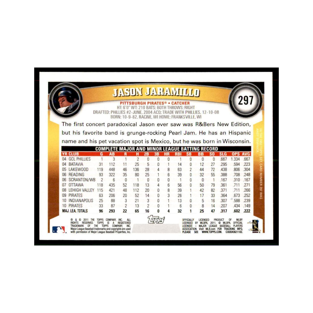 2011 Topps Jason Jaramillo Baseball Cards #297