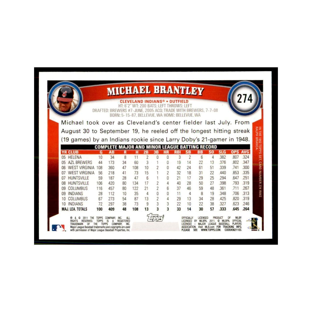 2011 Topps Michael Brantley Baseball Cards #274