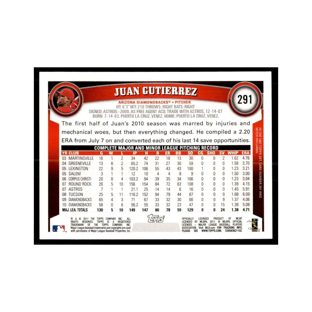 2011 Topps Juan Gutierrez Baseball Cards #291