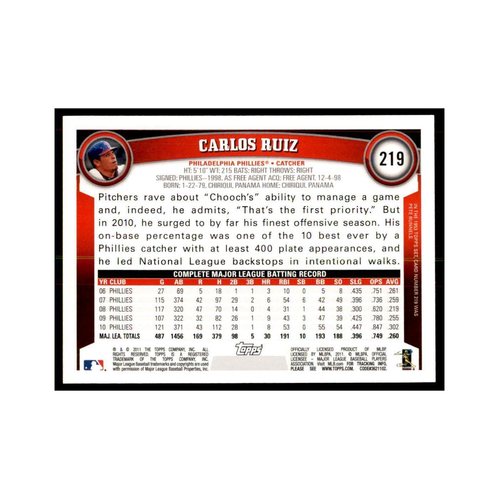 2011 Topps Carlos Ruiz Baseball Cards #219