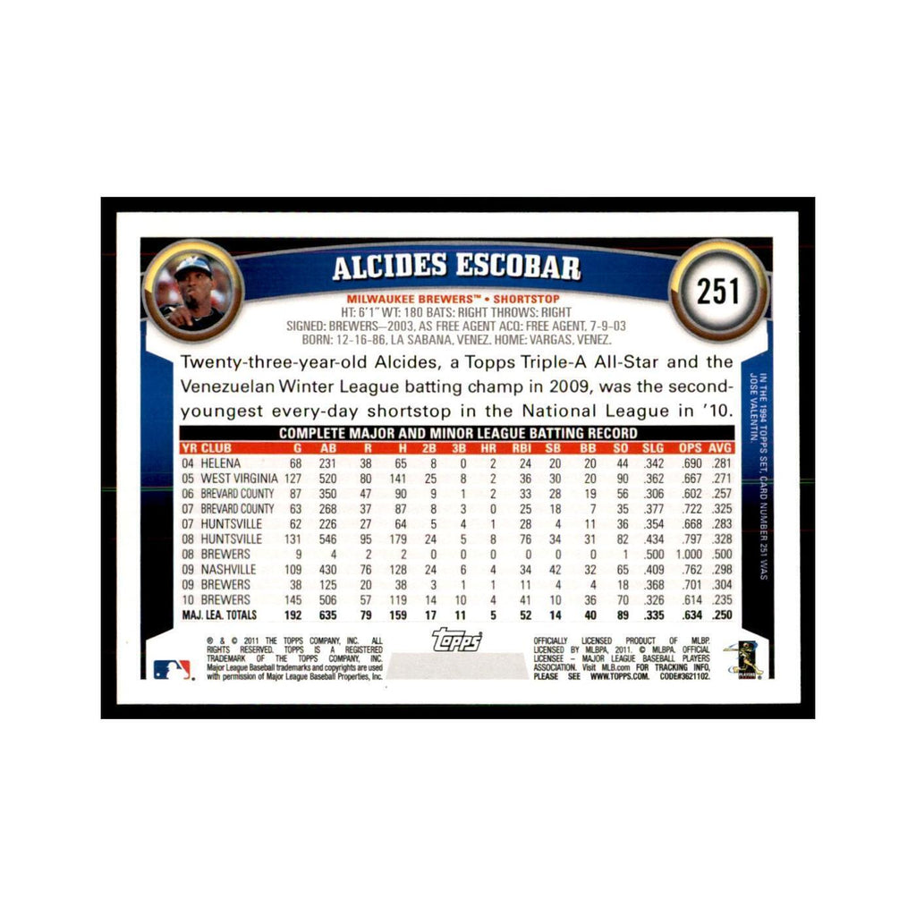 2011 Topps Alcides Escobar Baseball Cards #251