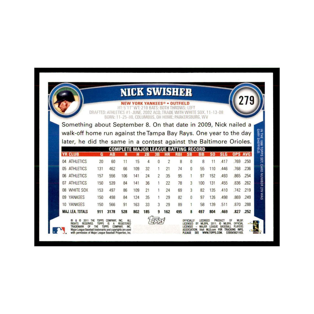 2011 Topps Nick Swisher Baseball Cards #279