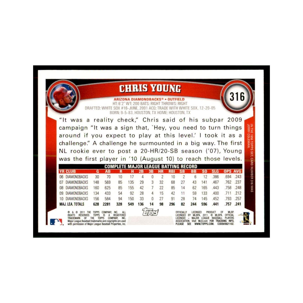 2011 Topps Chris Young Baseball Cards #316