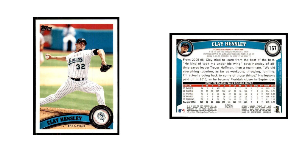 2011 Topps Clay Hensley Baseball Cards #167