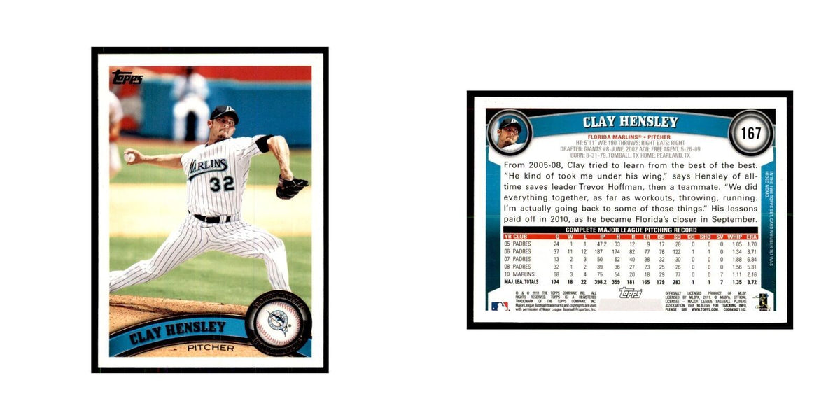 2011 Topps Clay Hensley Baseball Cards #167