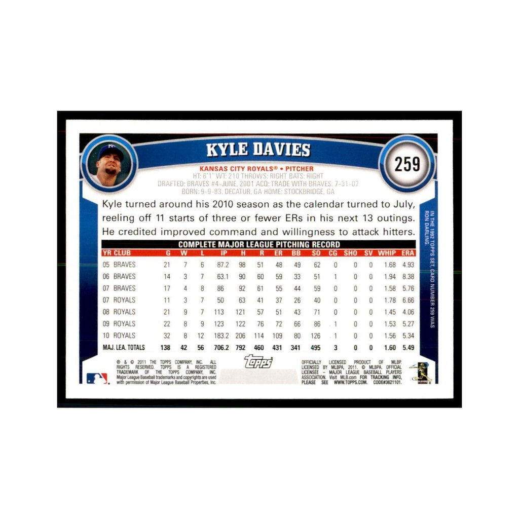 2011 Topps Kyle Davies Baseball Cards #259
