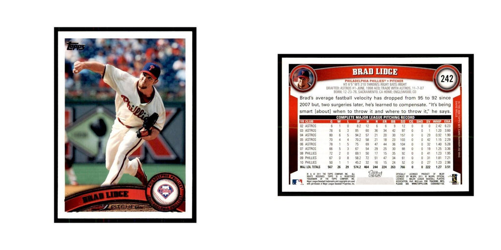 2011 Topps Brad Lidge Baseball Cards #242